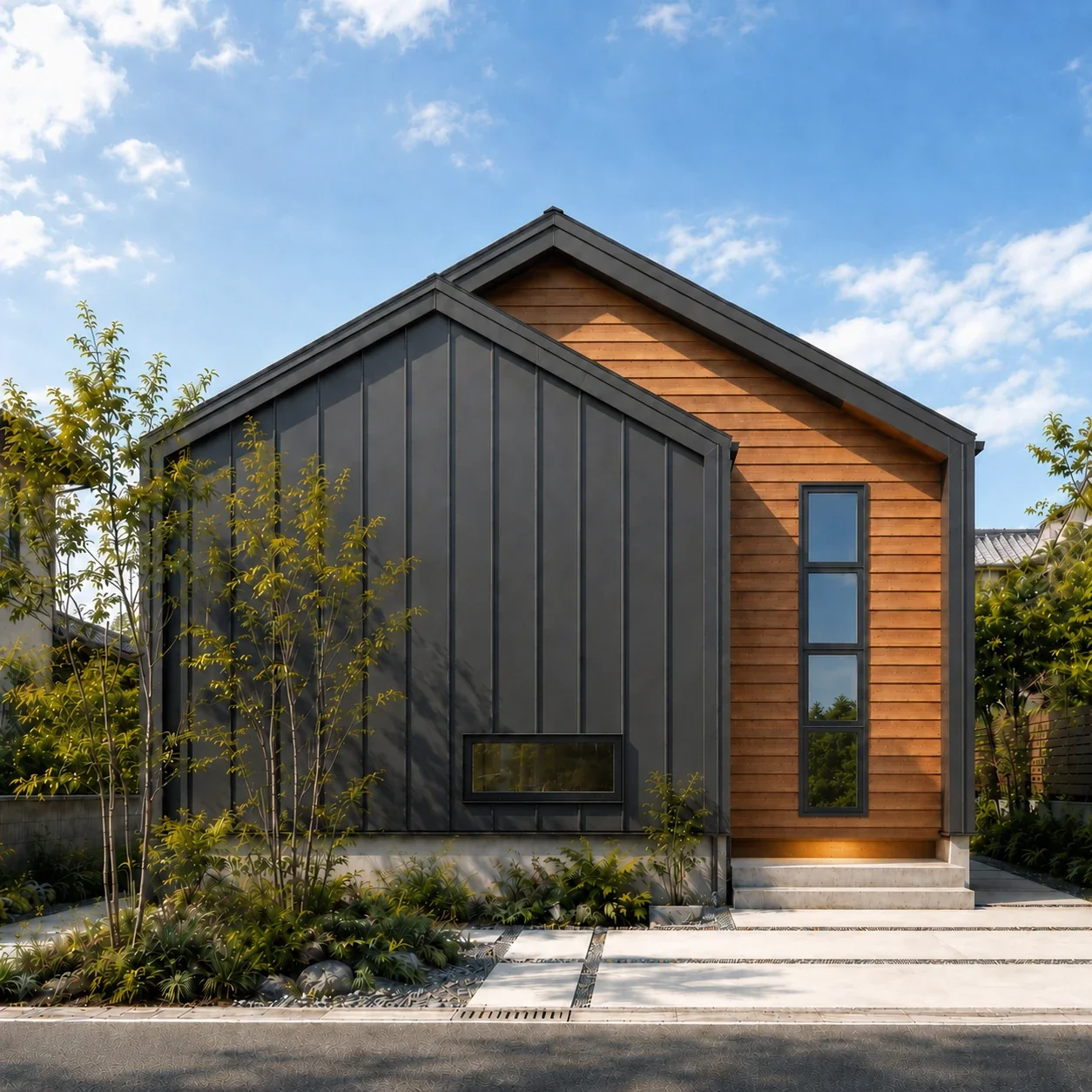 GABLE ── 二つの切妻が重なる平屋の外観|秀光ビルド徳島店